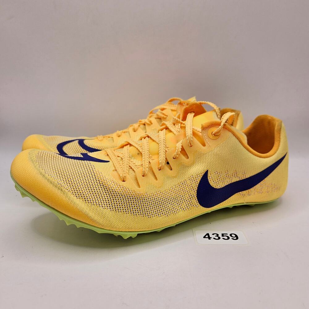 NIKE MEN'S 7.5 ZOOM JA FLY 4 CITRON PULSE INDIGO BURST TRACK SPIKES DR2741-800